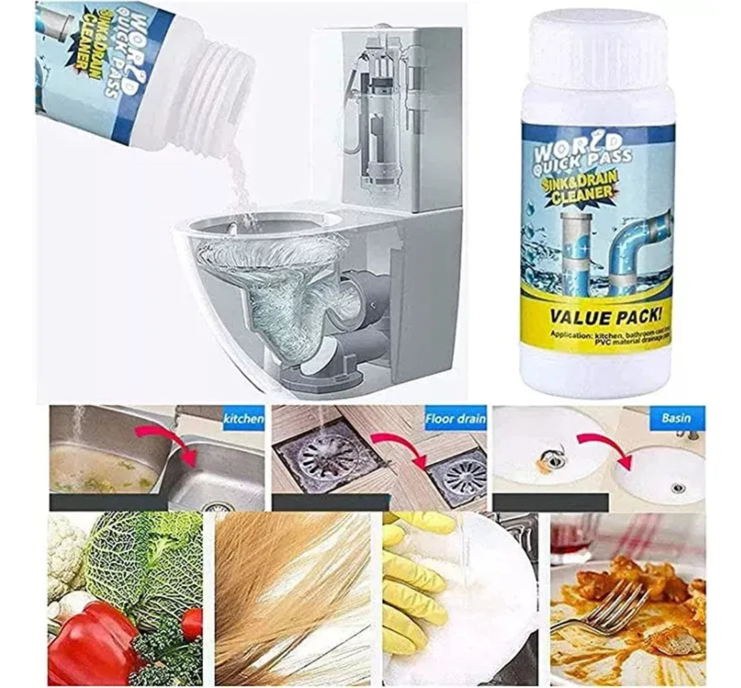 Polvo Limpiador para Drenajes (2 UNIDADES)